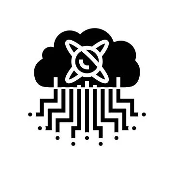 Cloud computin quantum technology glyph icon vector illustration Stock Illustration