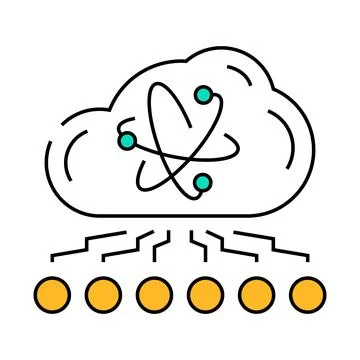 Cloud computin quantum technology icon color illustration Illustrazione stock