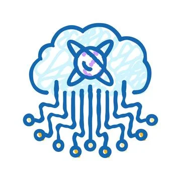Cloud computin quantum technology icon doodle illustration Stock Illustration