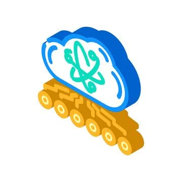 Cloud computin quantum technology isometric icon vector illustration Stock Illustration