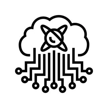 Cloud computin quantum technology line icon vector illustration Stock Illustration
