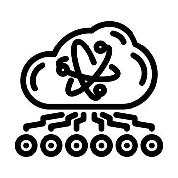 Cloud computin quantum technology line icon vector illustration Stock Illustration