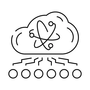 Cloud computin quantum technology line icon vector illustration Stock Illustration