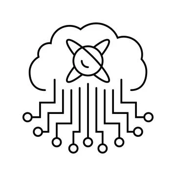 Cloud computin quantum technology line icon vector illustration Stock Illustration