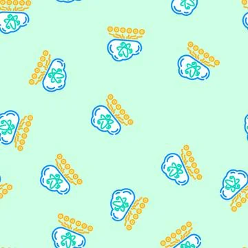 Cloud computin quantum technology vector seamless pattern Stock Illustration