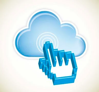 Cloud computing with 3d cursor hand. vector illustration 스톡 일러스트