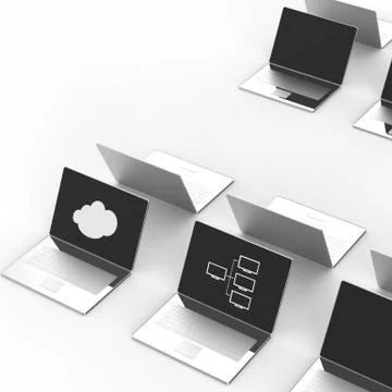 Cloud computing 3d sign on laptop computer as concept Stock-Illustration