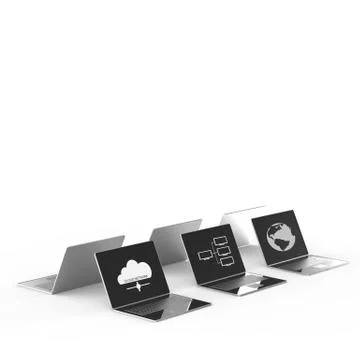 Cloud computing 3d sign on laptop computer as concept Stock Illustration