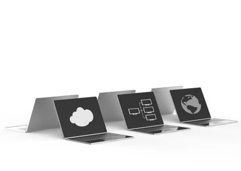 Cloud computing 3d sign on laptop computer as concept Stock Illustration