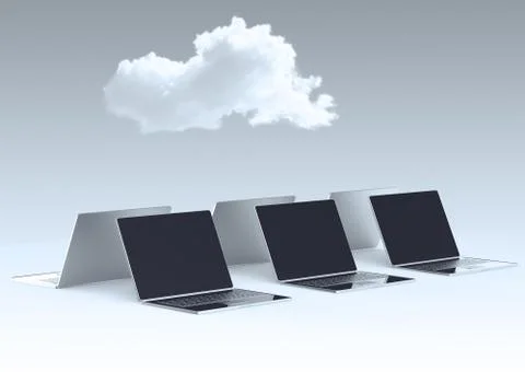 Cloud computing 3d sign on laptop computer as concept Illustrazione stock
