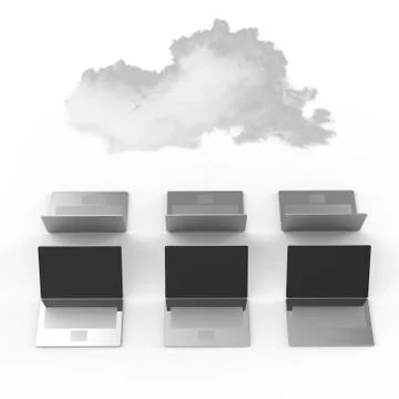 Cloud computing 3d sign on laptop computer as concept Stock Illustration