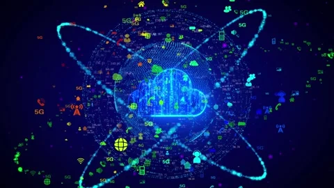 Cloud computing 5g big data Internet information transmission Stock Footage 140976904