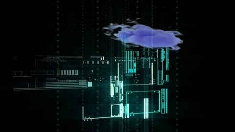 Cloud Computing Abstract Technology Animated Video 4K Stock Footage 305879653