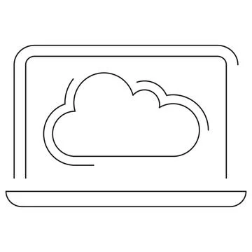 Cloud Computing Access Icon. A vector pictogram with thin black lines Stock Illustration