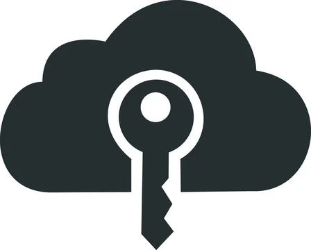 Cloud computing access with key symbol Stock Illustration
