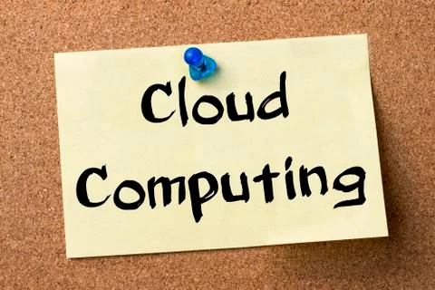 Cloud Computing - adhesive label pinned on bulletin board Stock Photos