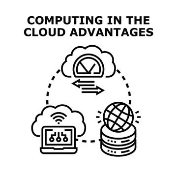 Cloud computing advantages concept with global data access Stock Illustration
