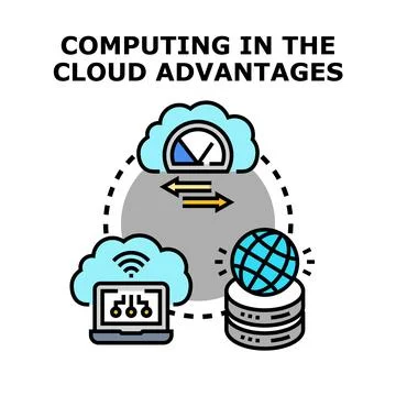 Cloud computing advantages concept with global data access イラスト素材