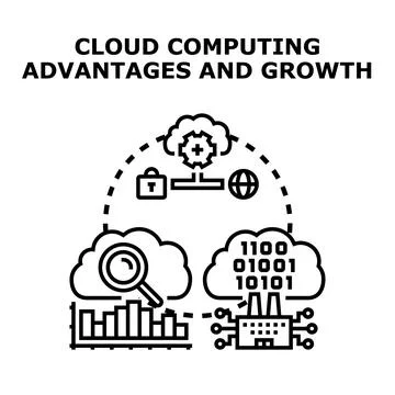 Cloud computing advantages, growth and data management Stockillustratie