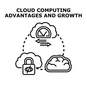 Cloud computing advantages offering data security and speed Illustrazione stock
