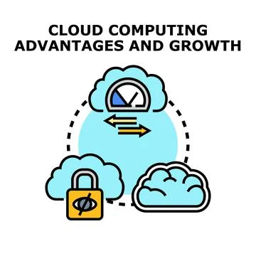 Cloud computing advantages offering data security and speed Stock Illustration
