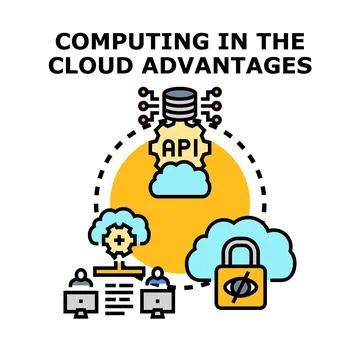 Cloud computing advantages offering secure global data access Illustrazione stock