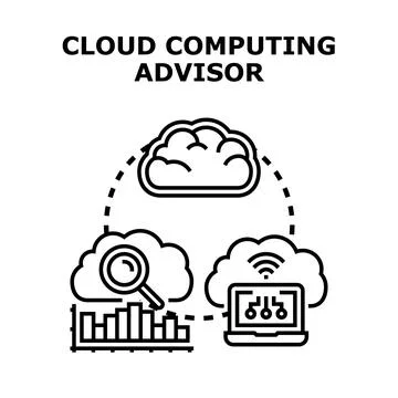 Cloud computing advisor managing data infrastructure service Illustrazione stock