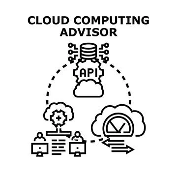 Cloud computing advisor managing data infrastructure services Stockillustratie