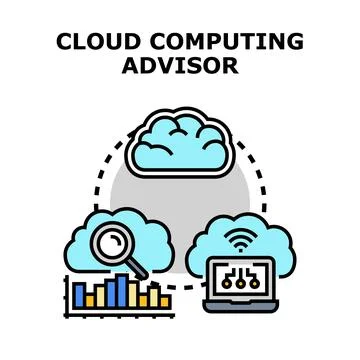 Cloud computing advisor managing data infrastructure service Stockillustratie