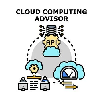 Cloud computing advisor managing data infrastructure services 库存插图