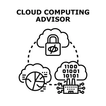 Cloud computing advisor managing secure data analytics and infrastructure Stock Illustration