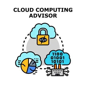 Cloud computing advisor managing secure data analytics and infrastructure Stock Illustration