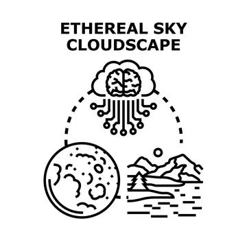 Cloud computing, ai analyzing natural landscapes and lunar rock Stock Illustration