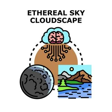 Cloud computing, ai analyzing natural landscapes and lunar rock Stock Illustration