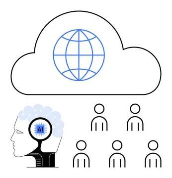 Cloud Computing with AI Integration and Diverse User Connectivity 库存插图