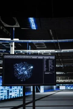 Cloud computing, AI LLM visualization on display in data center 写真素材