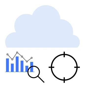 Cloud Computing with Analytics, Data Visualization, and Targeting Elements Stock Illustration