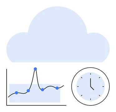 Cloud Computing Analytics Real-Time Data Monitoring and Time Management Stock Illustration