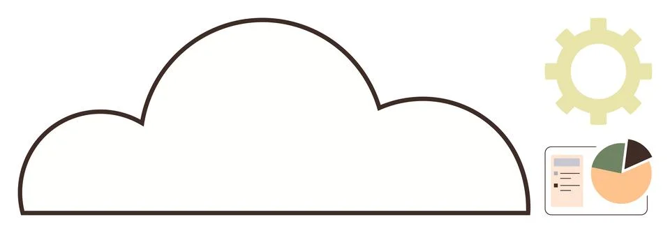 Cloud Computing with Analytics, Report, and Gear Symbolizing Technology Stock Illustration