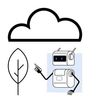 Cloud Computing and AI Integration in Environmental Technology Solutions Stock Illustration