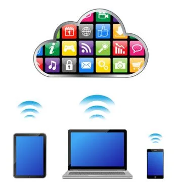 Cloud Computing and Applications Stock Illustration