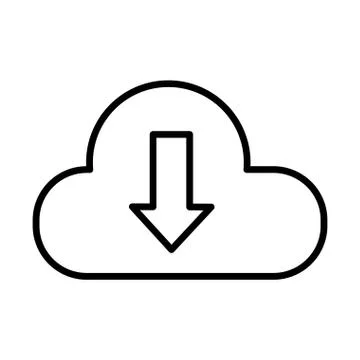 Cloud computing and arrow download line style icon Stock Illustration