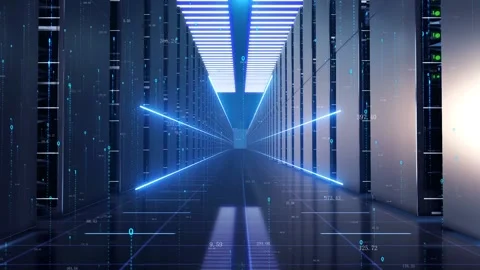 Cloud computing and big data server room information storage Stock Footage 172138345