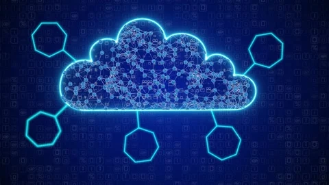 Cloud computing and Big data concept. Network connectivity of digital data and Stock Footage 262475450