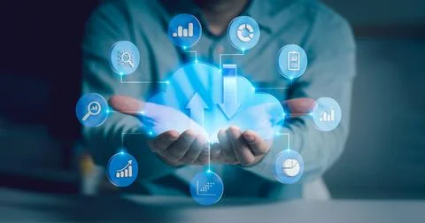 Cloud computing and big data analytics Stock Photos