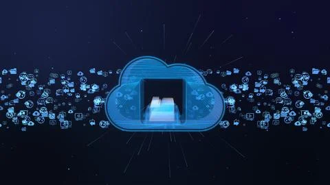 Cloud computing and Big data concept. Digital data and futuristic information Foto stock