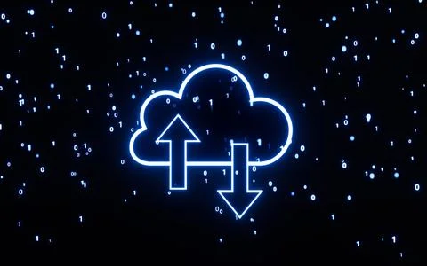 Cloud computing and binary code, 3d rendering. Stockillustratie