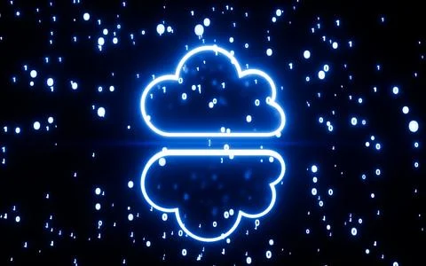 Cloud computing and binary code, 3d rendering. Illustrazione stock