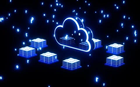 Cloud computing and binary system, 3d rendering. 스톡 일러스트