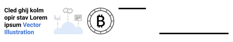 Cloud Computing and Bitcoin Cryptocurrency Concept with Text Elements Stock Illustration
